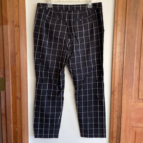TALBOTS High Waist Straight Leg Black White Windowpane Pants Trousers 12P - Picture 8 of 13